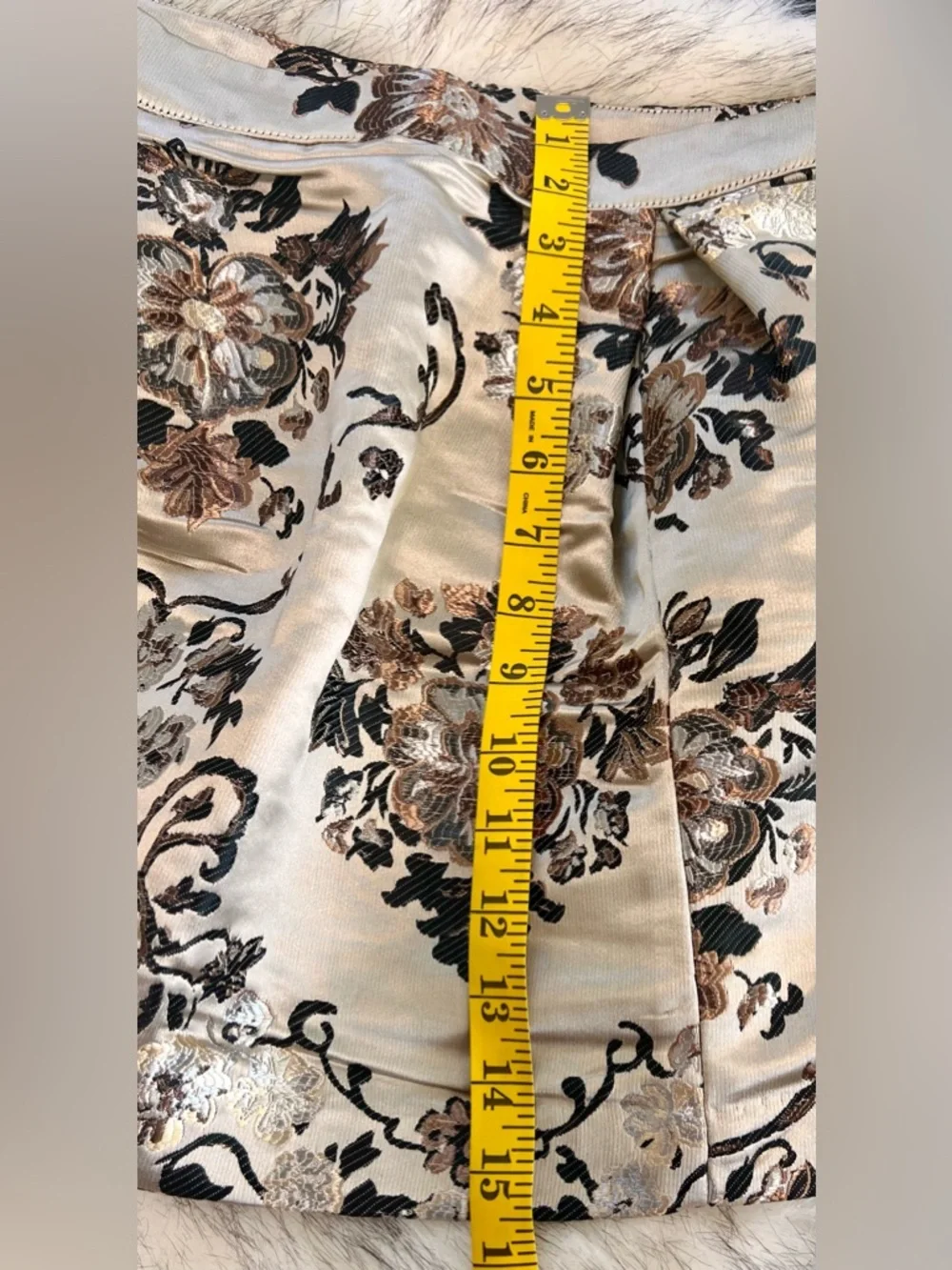 Free People Jacquard Mini Skirt Champagne Floral Brocade NWT Size 8